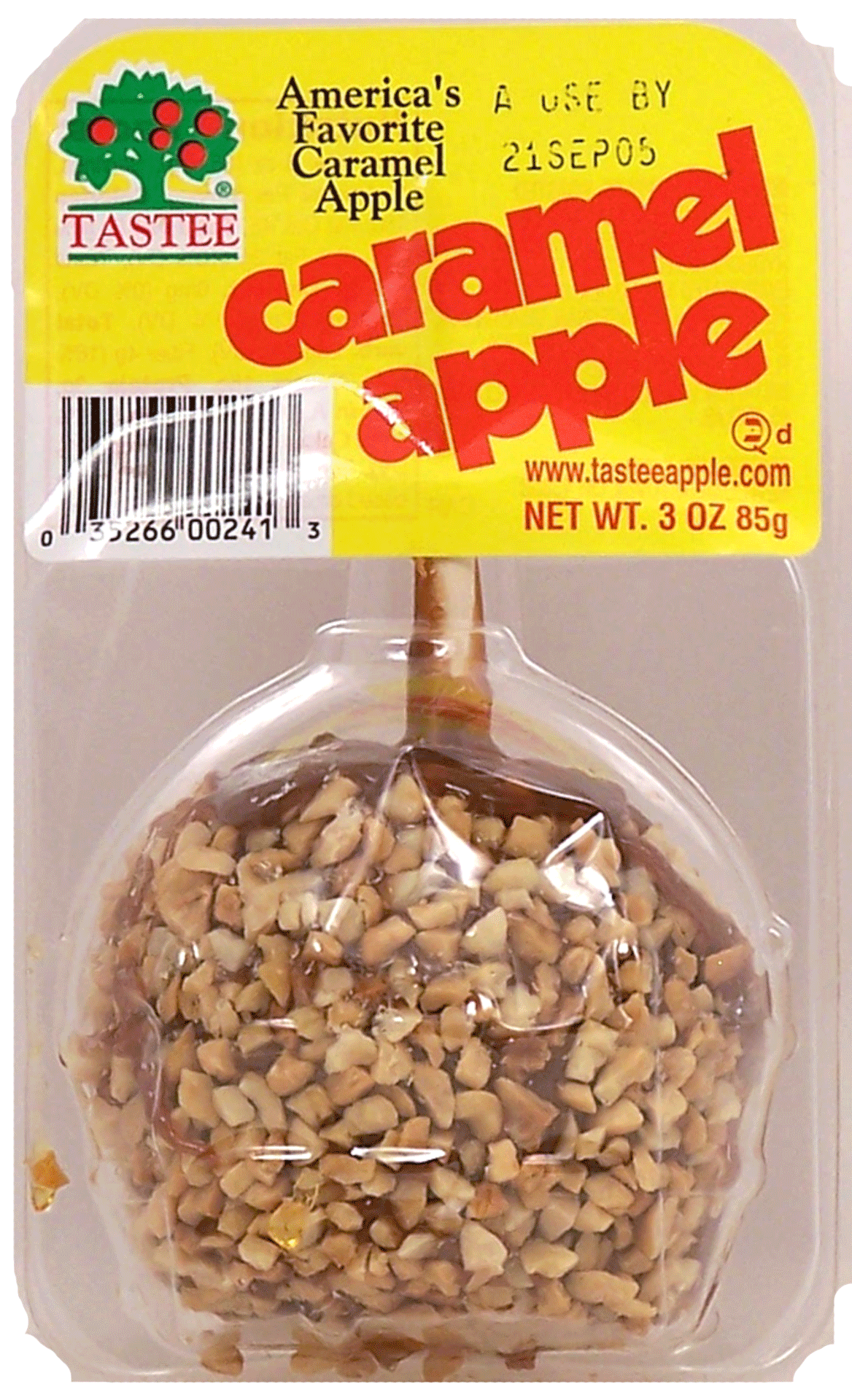 Tastee  caramel and chopped nut covered apple on a stick Full-Size Picture